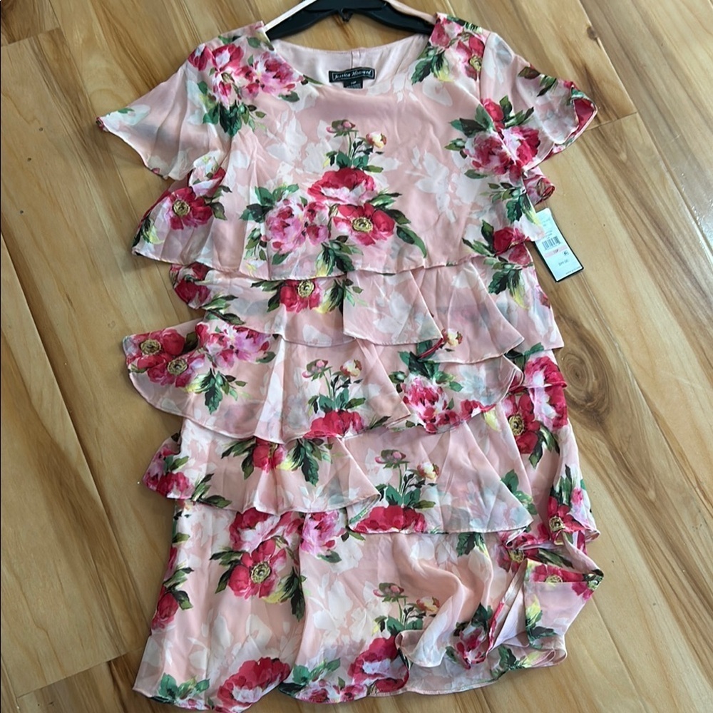 Jessica Howard Floral Ruffle Midi Dress